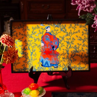 Khay sơn mài chữ nhật PN5 vàng KT 30x45cm